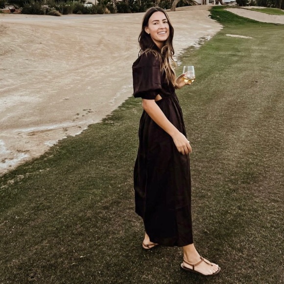 DISSH CLAUDIA DARK CHOC LINEN MIDI DRESS - Picture 9 of 9